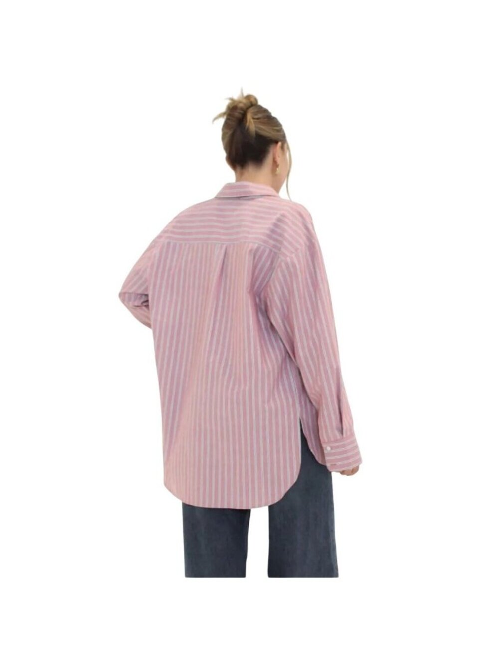 Rumored Womens S Ex-Boyfriend Stripe Button Down Shirt Cotton Oversized NWT - Picture 5 of 10